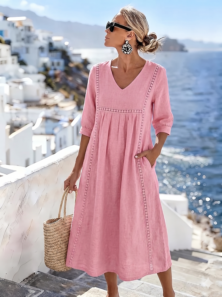 Damen Spitzenkleid Helena in Rosa mit feinen Details