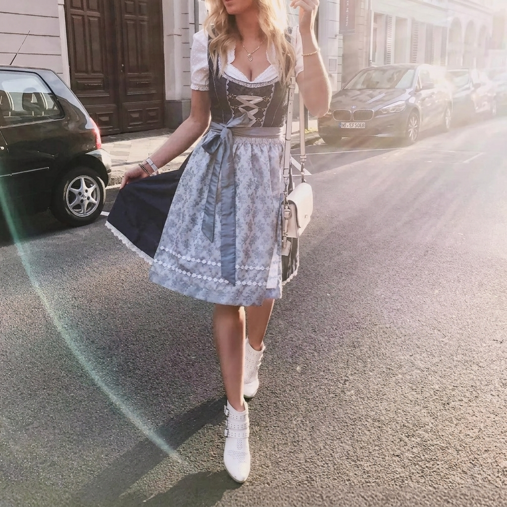 Damen Dirndlkleid mit Schürze & Bluse – Traditioneller Oktoberfest-Look