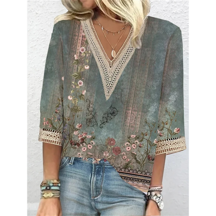 Damen Glitzer V-Ausschnitt Bluse in verschiedenen Farben