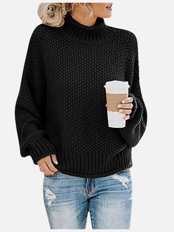 Eleganter Damen Rollkragenpullover aus warmem Grobstrickmaterial