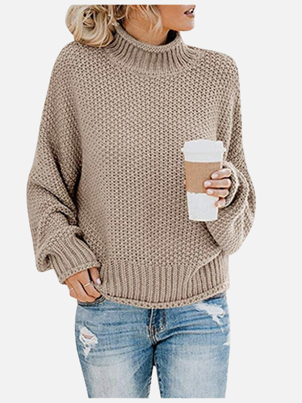 Modischer Damen Winterpullover mit Rollkragen in Ganzkörperansicht