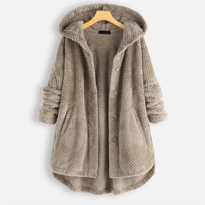 Beige Übergangsjacke für Damen mit dekorativen Knöpfen
