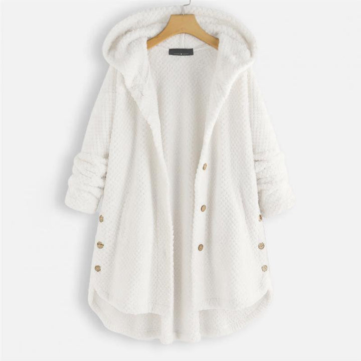 Weisse Damen Kapuzenjacke am Kleiderbügel