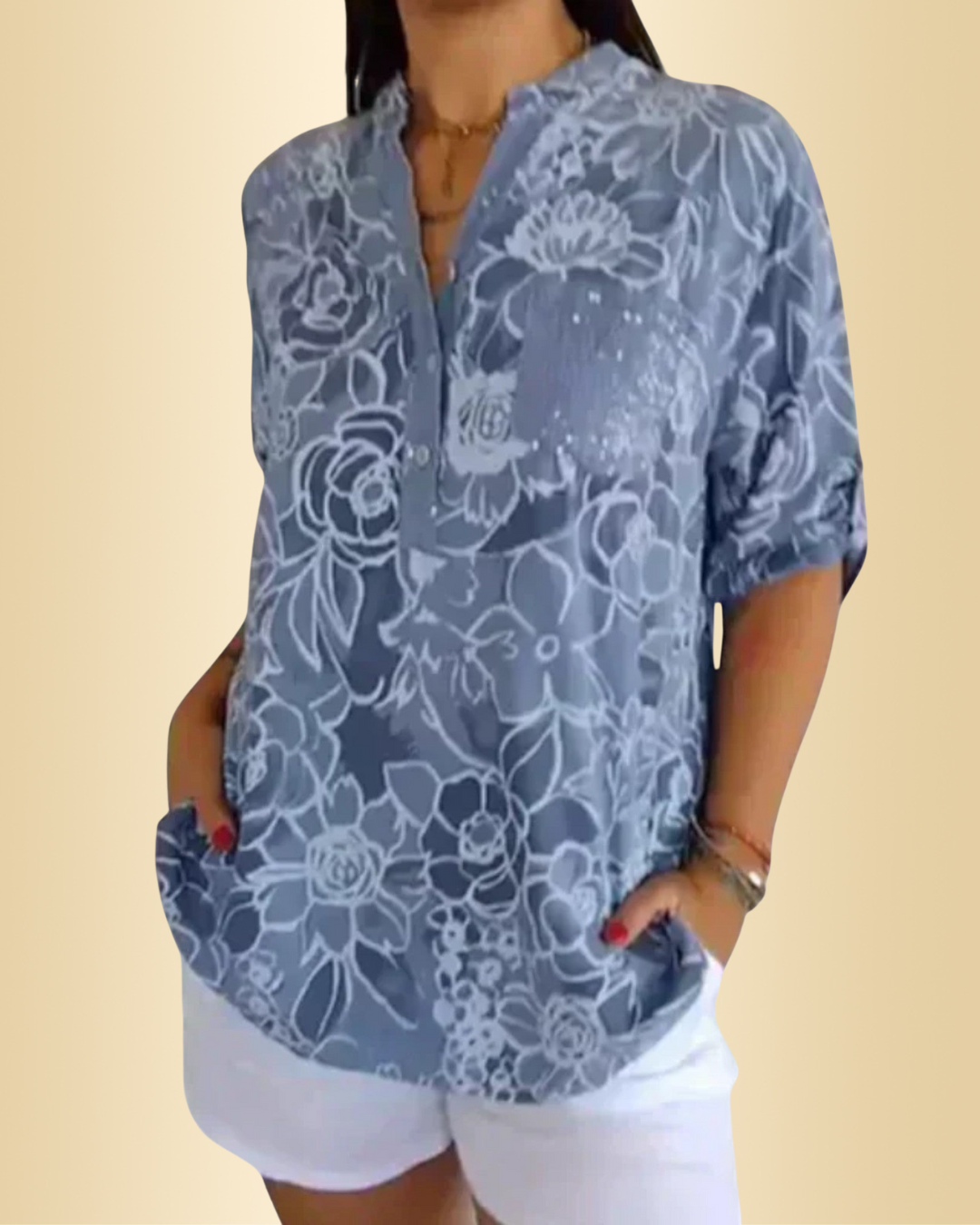 Damen florale Bluse mit eleganter Passform, perfekt für sommerliche Outfits und Freizeitmode.