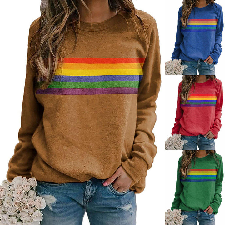 Damen Regenbogenstreifen Loungewear Sweatshirt – Gemütlicher Winter-Pullover