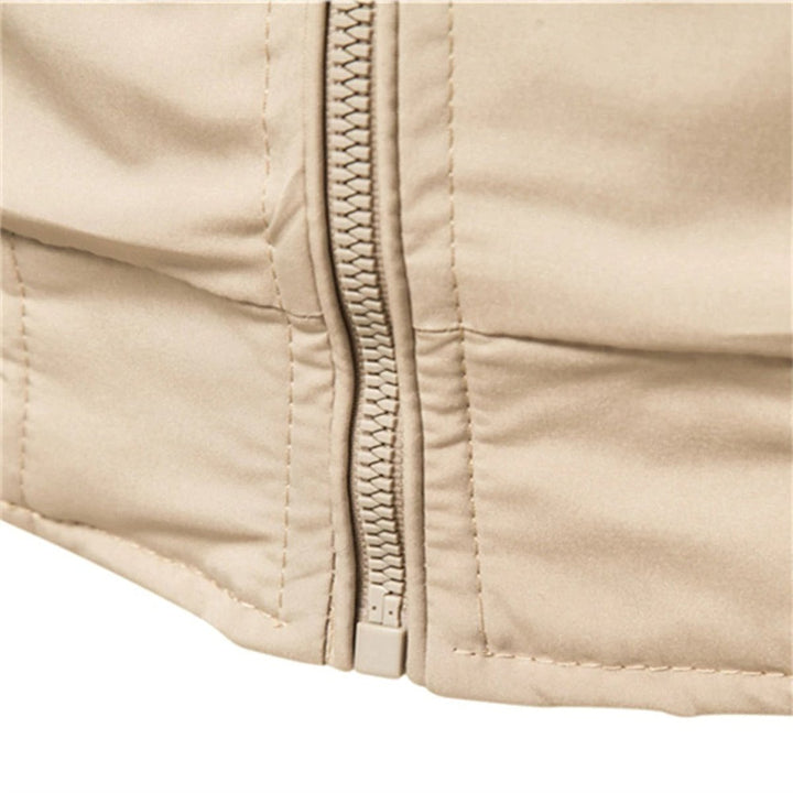 Beige Herren Übergangsjacke unifarben mit sportlichem Kragen