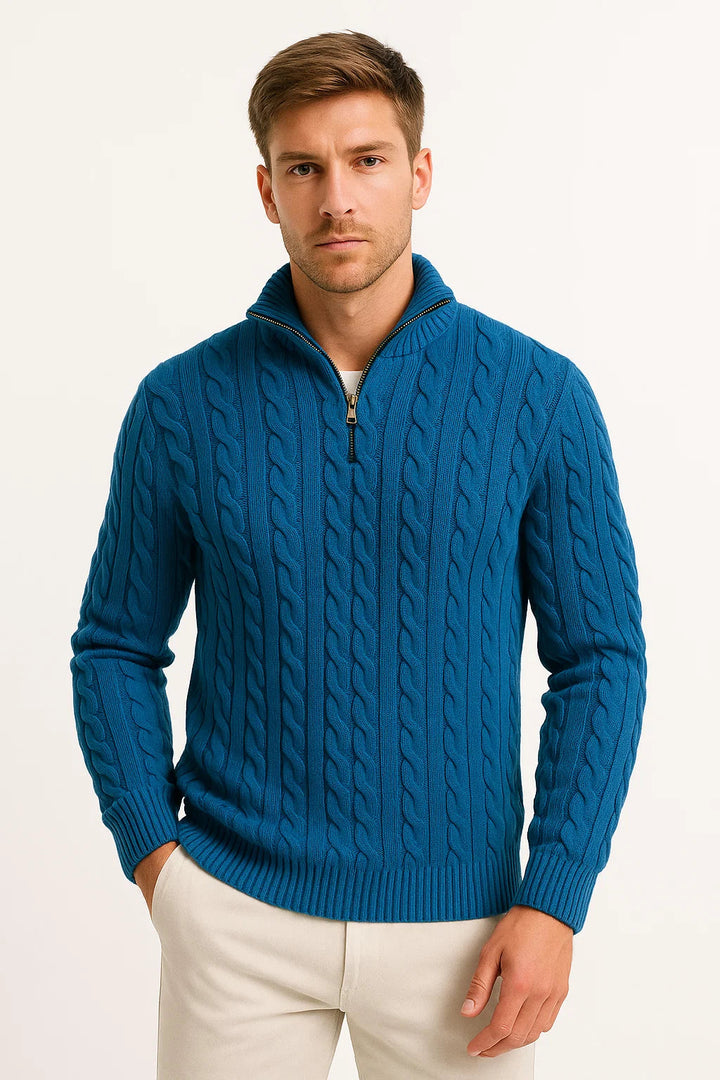 Stilvoller Zopfmuster Strickpullover für Herren, hochwertige Verarbeitung