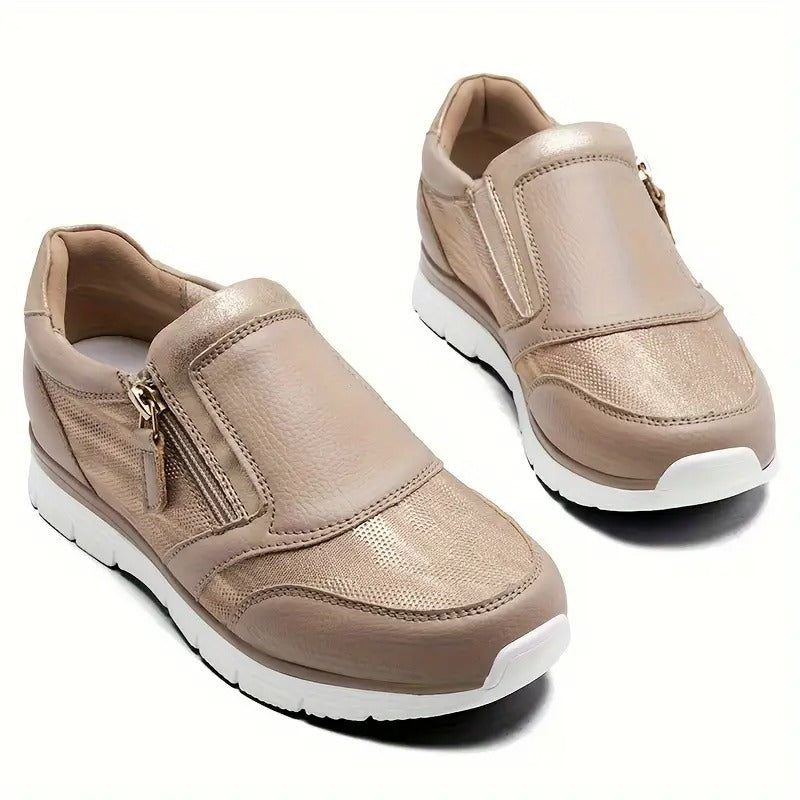 Stylische Khaki Damen Sneaker, atmungsaktiv und stoßdämpfend, perfekt für jeden Schritt.