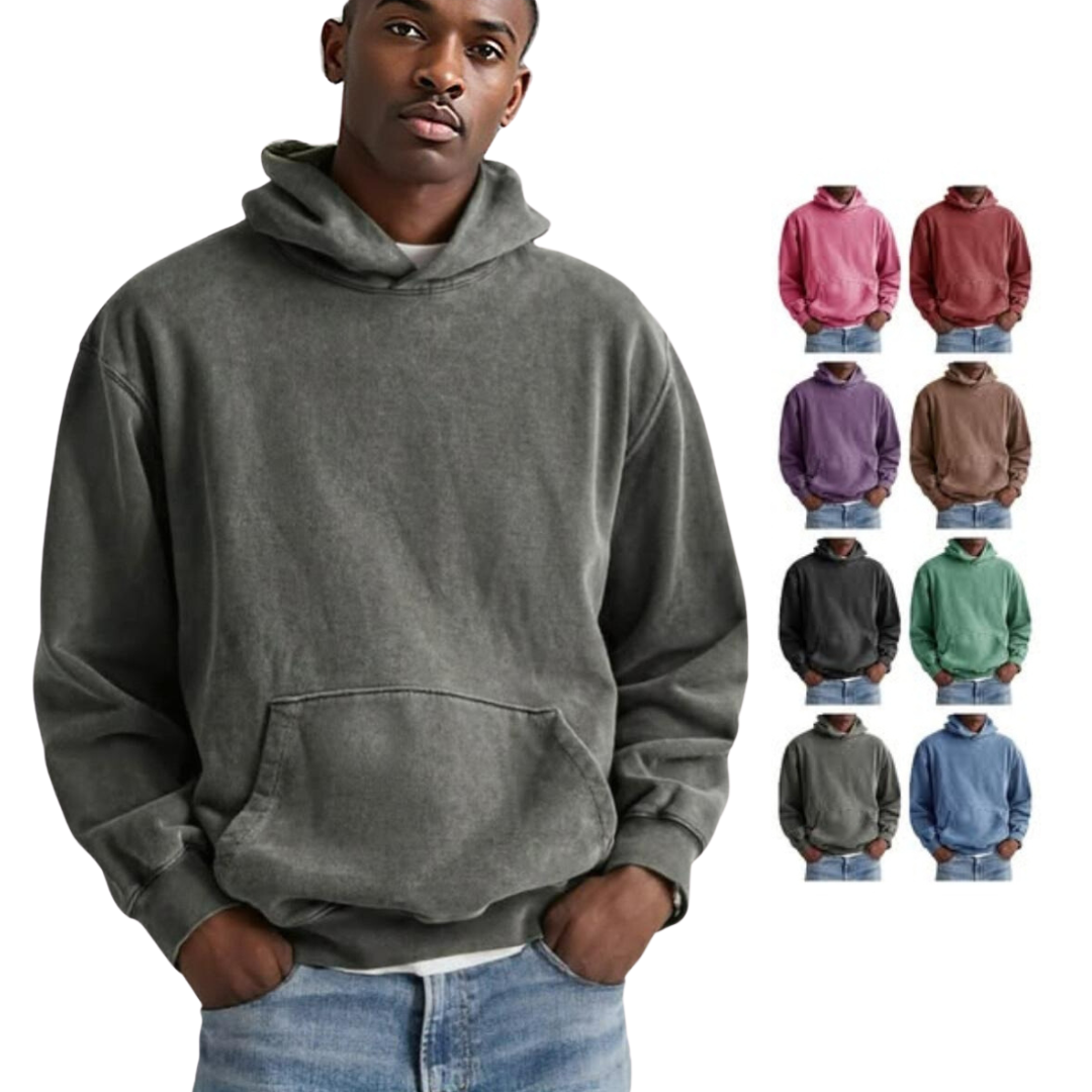 Hochwertiger Hoodie in kräftigen Farben: Blau, Grün, Rot