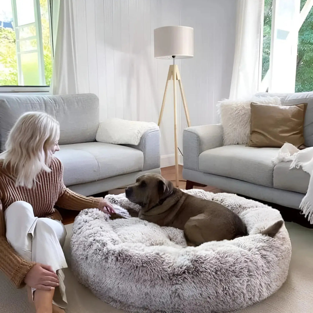 Gemütliches Hundebett/Katzenbett für Tiefenentspannung. Weich, waschbar & atmungsaktiv.