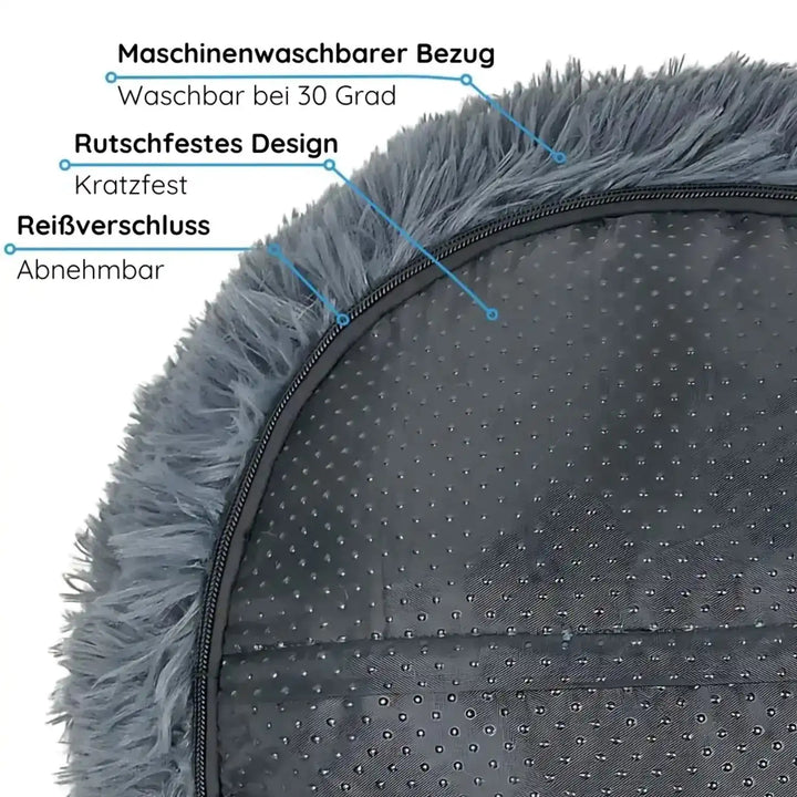 Hochwertiges Haustierbett aus robustem Plüsch für Hunde & Katzen. Bietet Wärme und Geborgenheit.