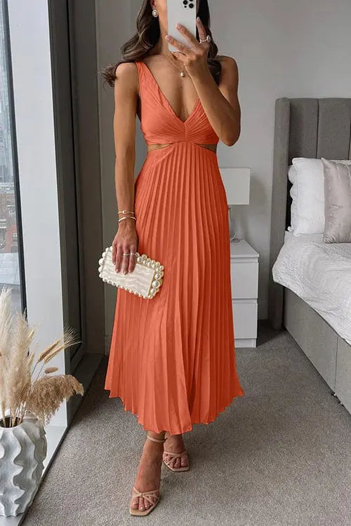 Damen Festliches Plissee-Sommerkleid, stilvoll und feminin, mit schickem Design für jede Gelegenheit.
