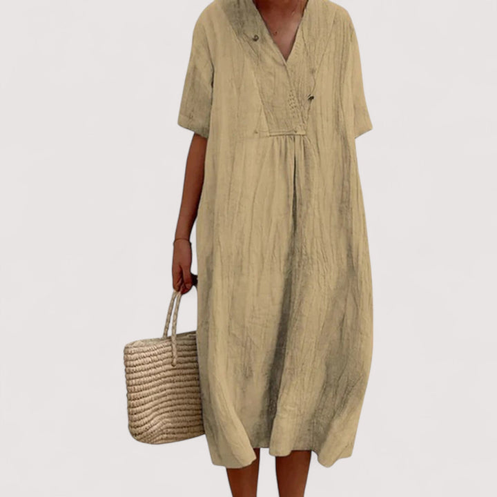 Beiges Damenkleid in lockerer Passform für Freizeit und Alltag