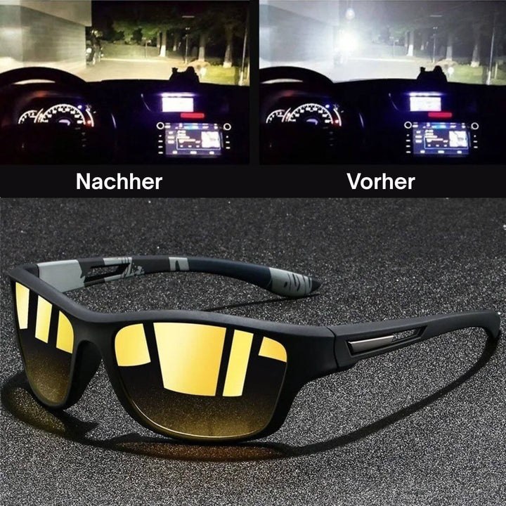 Optimaler UV400 Augenschutz mit dieser polarisierten Herren Sportsonnenbrille. Rutschfest, leicht & bequem.