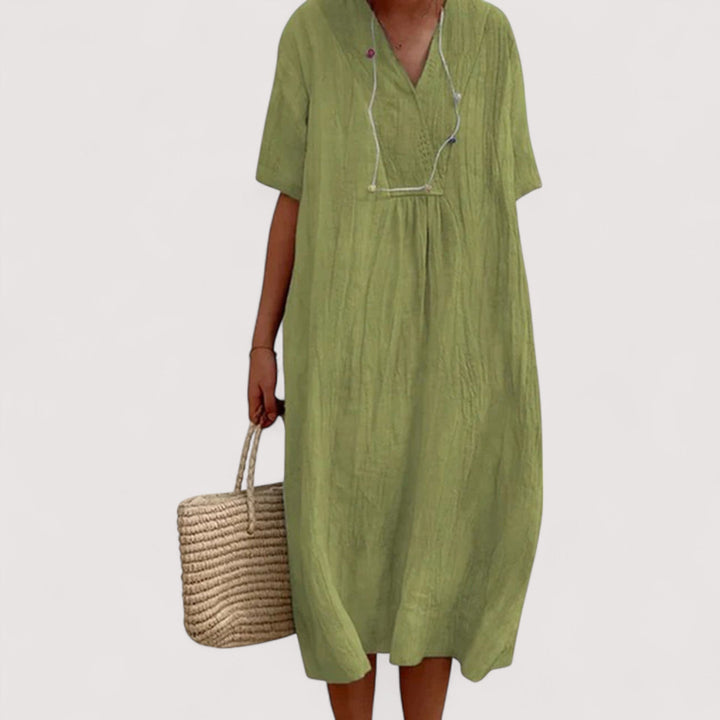Gemustertes Damen Sommerkleid mit lockerer Passform und fließendem Stoff