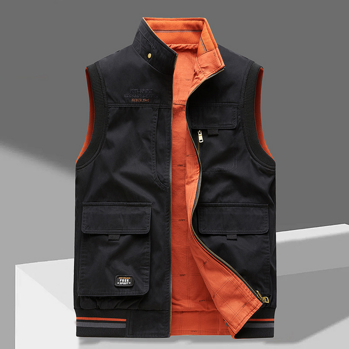 Ärmellose Herren Freizeitweste in Grau mit praktischen Taschen für Outdoor