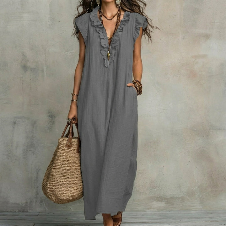 Rüschenkleid für Damen in maxilanger Passform, sitzend präsentiert