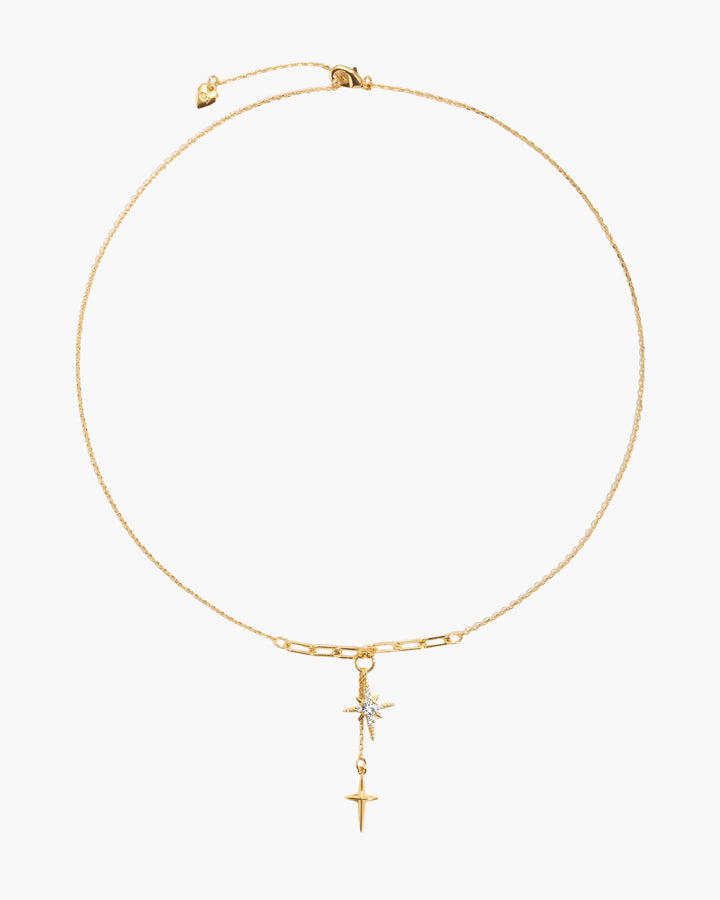 Wasserdichte Damen Halskette mit Stern Anhänger in Gold im Detail