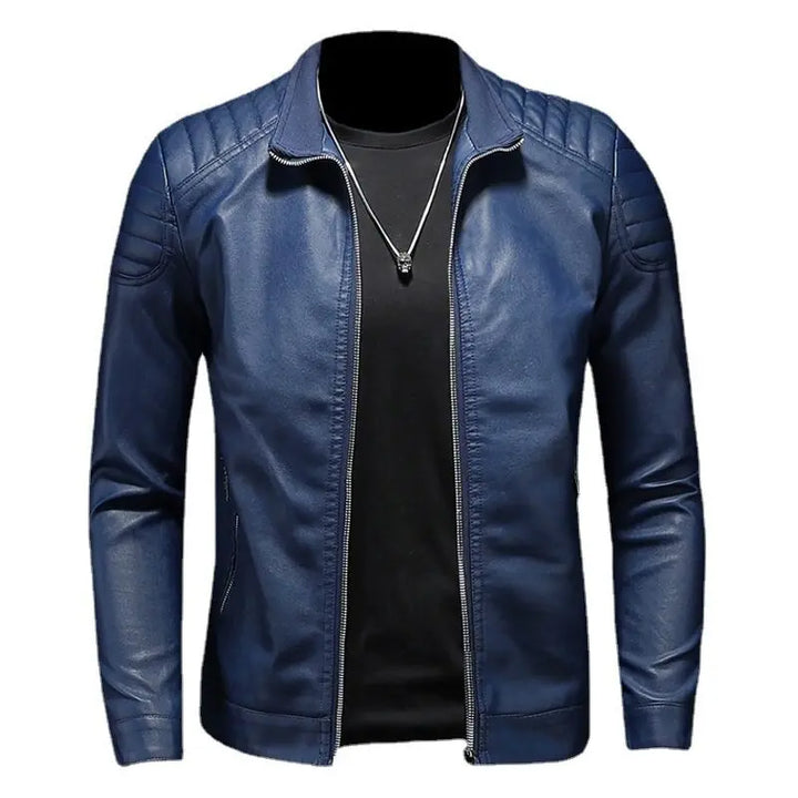 Elegante blaue Herrenjacke mit tailliertem Schnitt und praktischem Reißverschluss