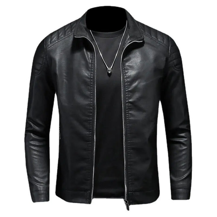 Stilvolle schwarze Herrenjacke mit Reißverschluss für den Alltag