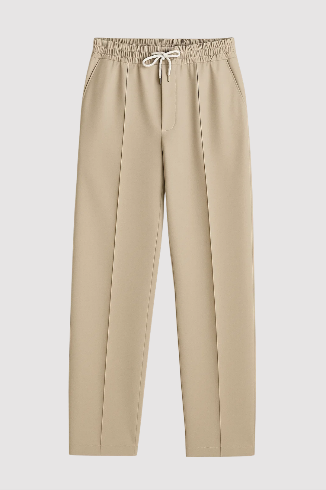 Beige Herren Casual Hose mit elastischem Bund und Kordelzug