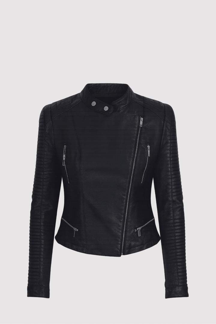 Damen Jacke in Schwarz Vorderansicht auf hellem Hintergrund