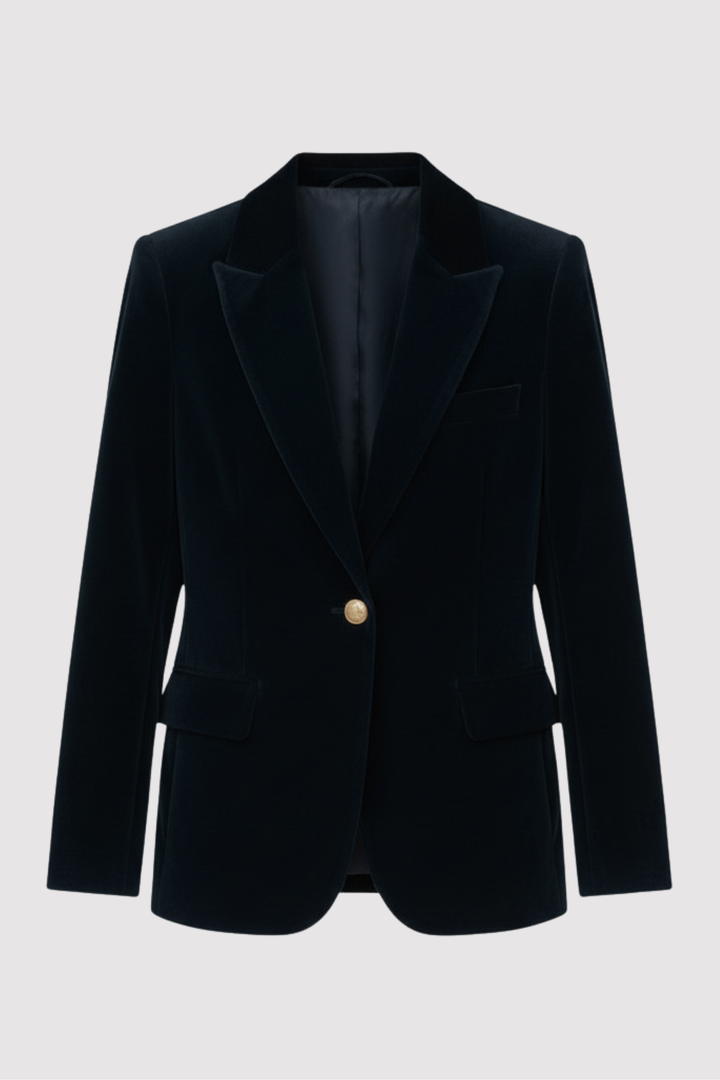 Schwarzer Damen Blazer mit Langarm in eleganter Frontansicht