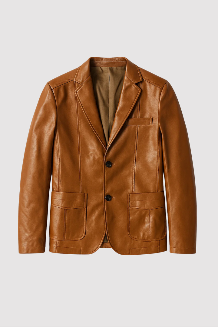 Braune Herren Vintage Lederjacke mit klassischem Revers