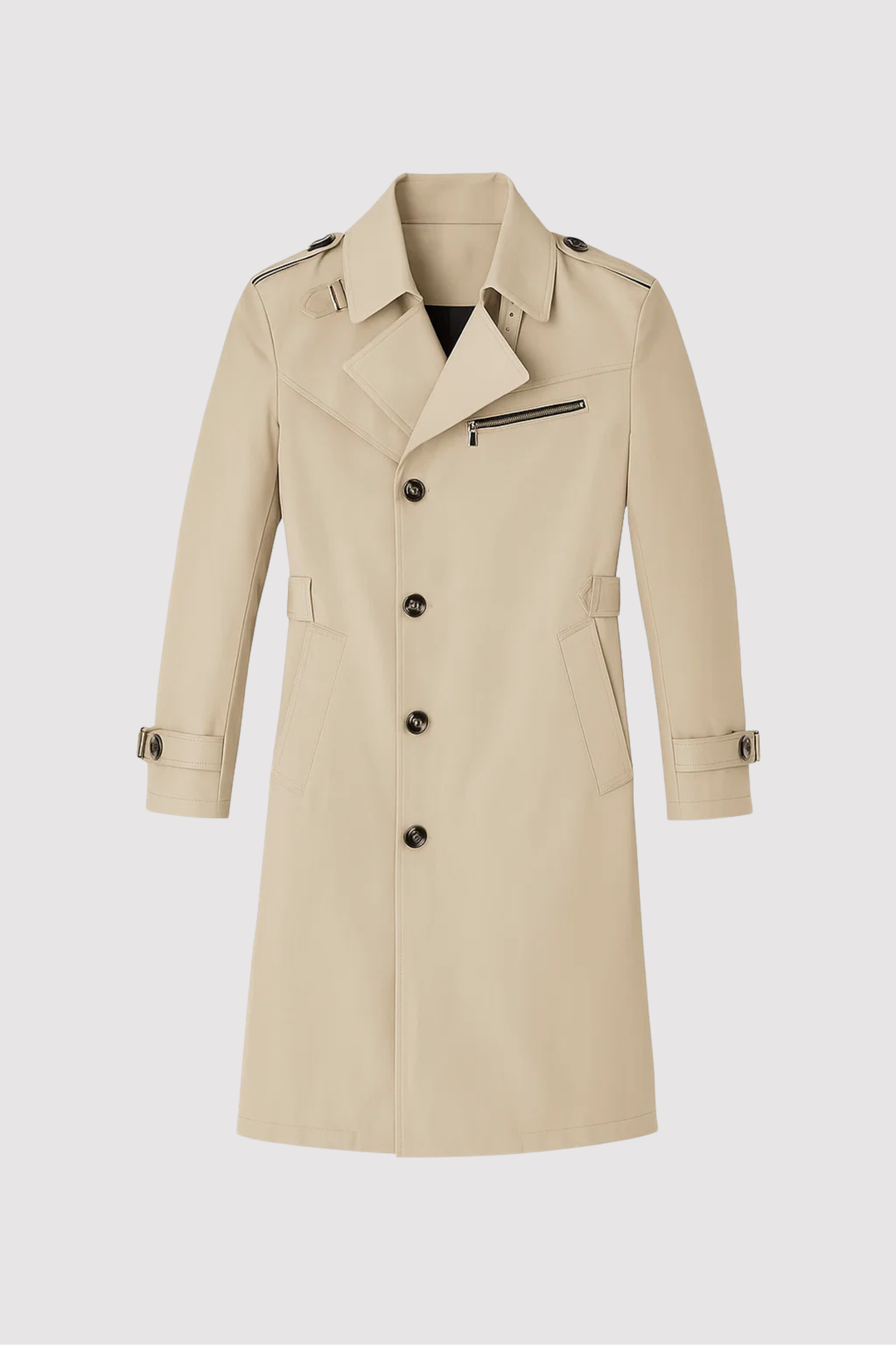 Hellbeige Herrenjacke in eleganter Regular Fit Passform auf hellem Hintergrund