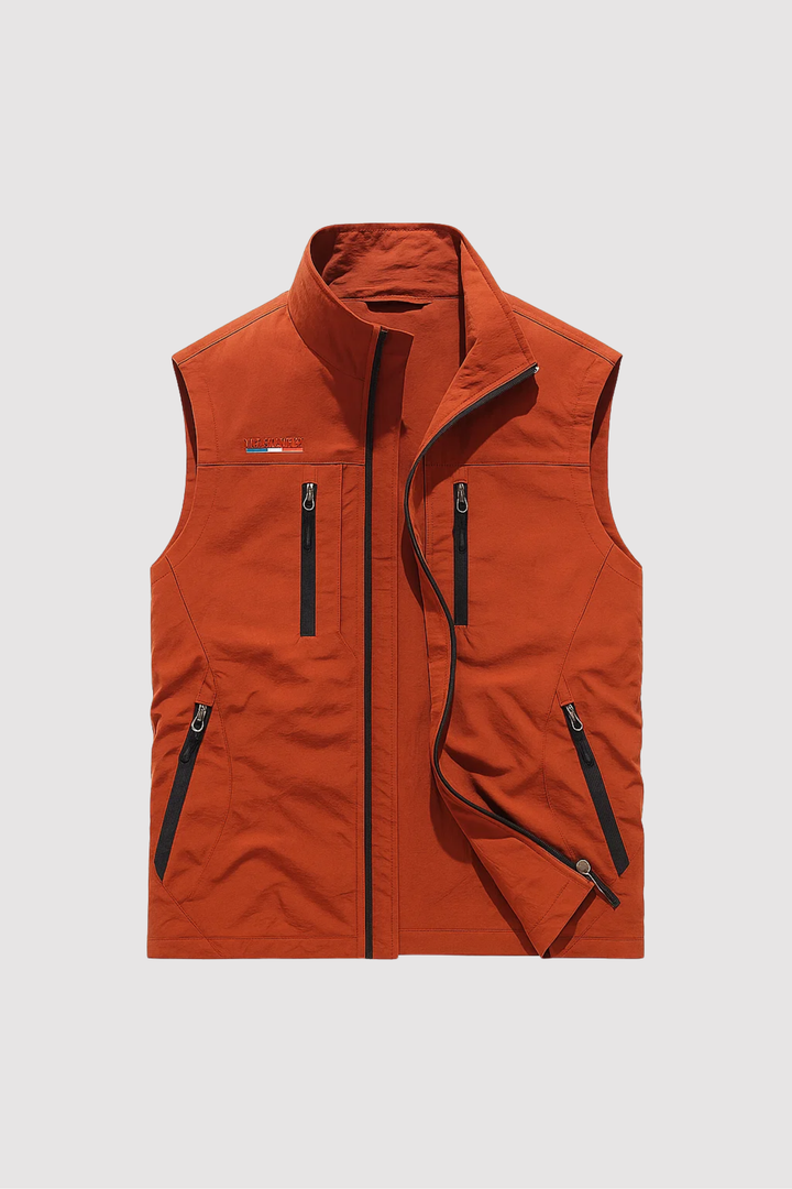 Leichte, atmungsaktive Herren Outdoor-Weste mit vielen Taschen für Wandern, Reisen & Freizeit.