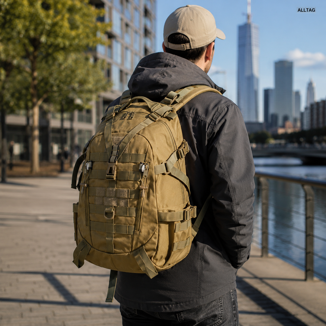 Übersicht aller Funktionen des vielseitigen Outdoor Rucksacks