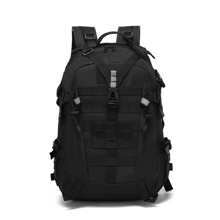 Detailaufnahme der robusten Reißverschlüsse am taktischen Rucksack