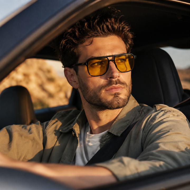 Sommerliche Retro Quadratische Sonnenbrille mit Doppelsteg, Unisex, UV400 Schutz.
