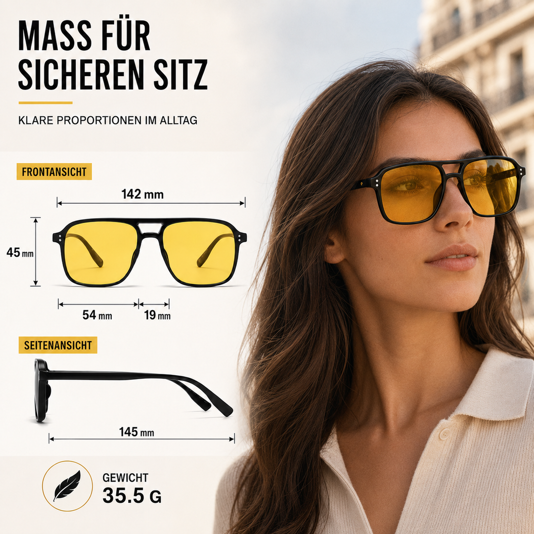 Modische Unisex Sonnenbrille quadratisch mit Doppelsteg für den Sommer.