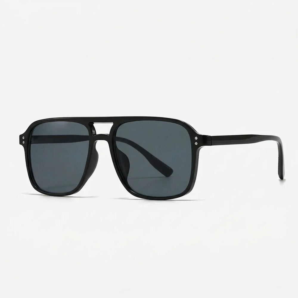 Trendige Retro Quadratische Sonnenbrille mit Doppelsteg, UV400 Schutz.