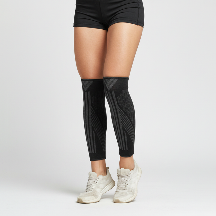Graue Wadenstrümpfe mit Kompression für Fitness, Joggen und bessere Durchblutung