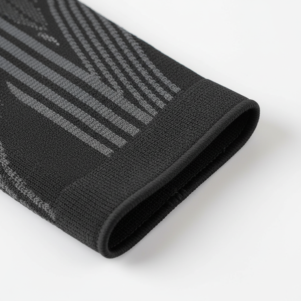 Schwarze Kompressions-Wadenbandage am Bein für Muskelunterstützung beim Sport und Laufen