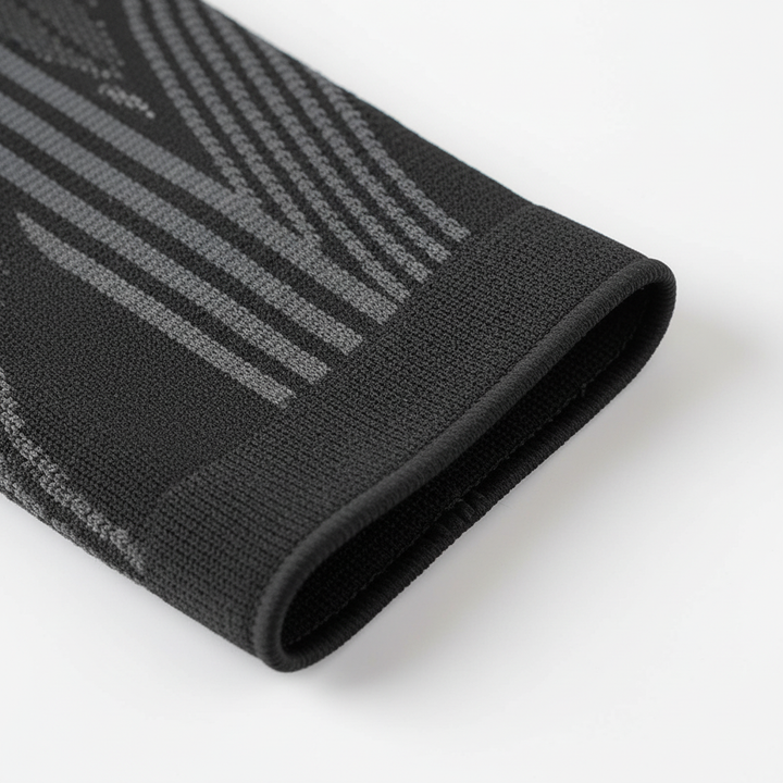 Schwarze Kompressions-Wadenbandage am Bein für Muskelunterstützung beim Sport und Laufen
