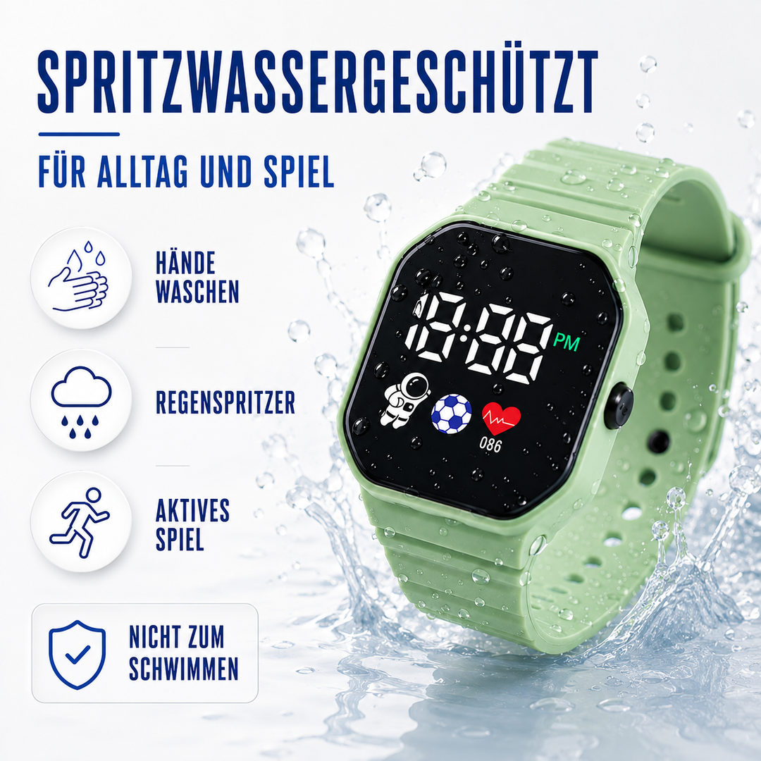 Bunte Silikonuhr mit digitaler Anzeige als perfektes Geschenk für Kinder