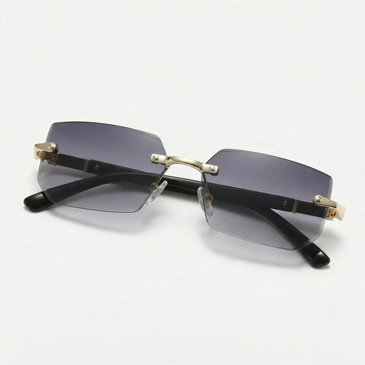 Unisex Rechteck-Sonnenbrille im Y2K Vintage Design, rahmenlos