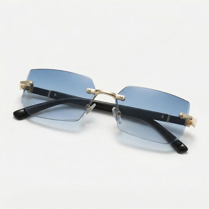 Modische rahmenlose Sonnenbrille für Damen und Herren, rechteckig