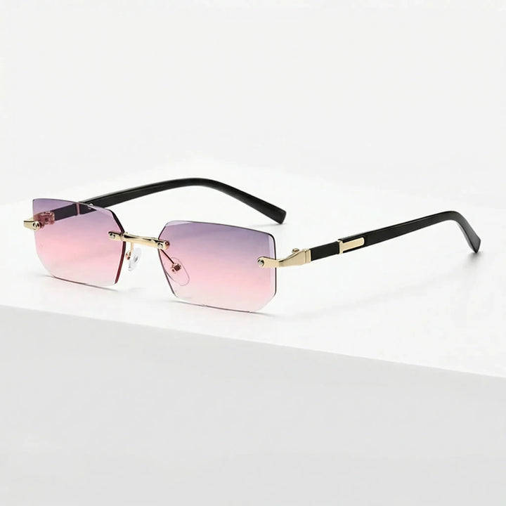 Stilvolle rechteckige Sonnenbrille ohne Rahmen, ideal für den Sommer
