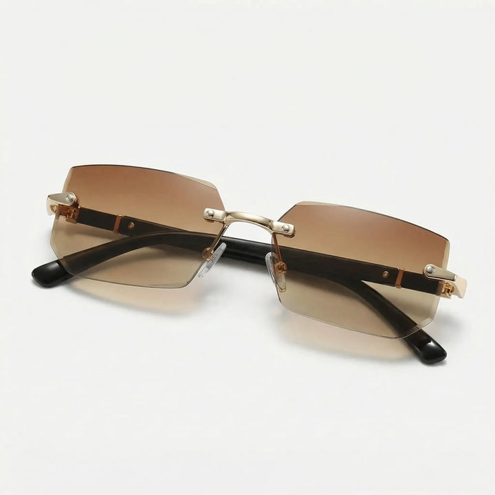Unisex Vintage Sonnenbrille, rahmenlos und rechteckig geformt