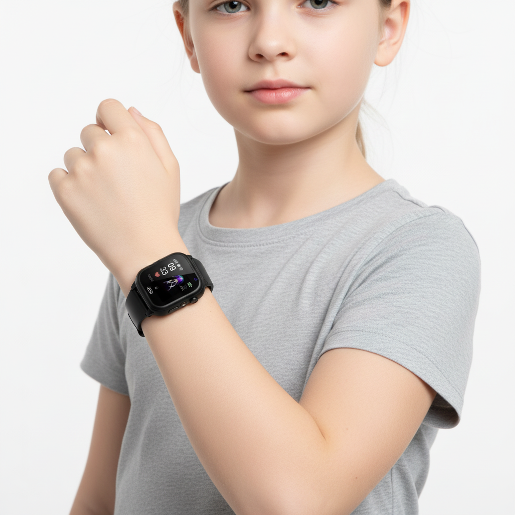 Detailansicht der GPS Kinder-Smartwatch mit Kamera und Menü