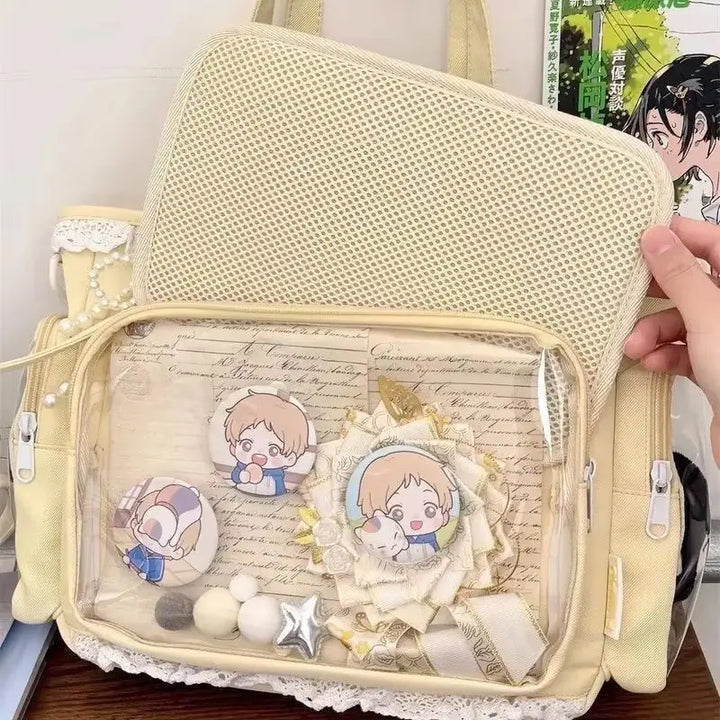 Schwarze Anime Itabag Umhängetasche mit sicherem Reißverschluss fürs Sichtfenster