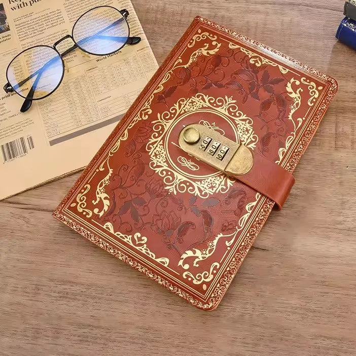 Seitenansicht des geschlossenen Vintage Notizbuches im Format A5