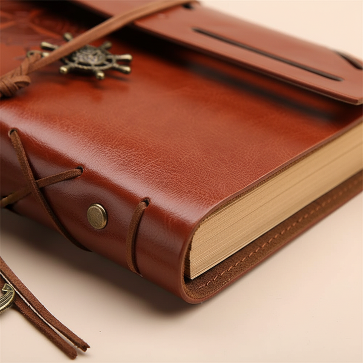 Klassisches Notizbuch im Antik Design mit Lederriemen