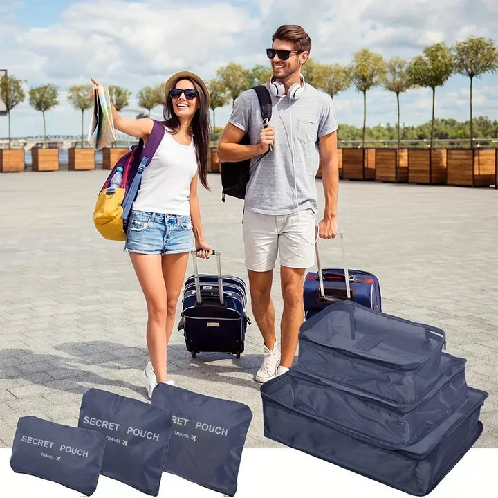 Intelligentes Packen mit diesem Reiseorganizer-Set, spart Platz und Zeit.