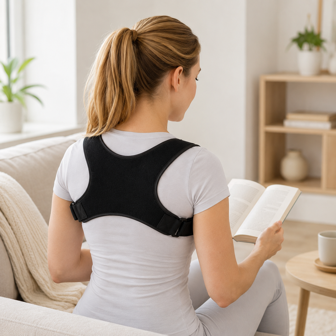 Rückenstütze & Schulterbandage, ergonomisch, verstellbar, verbessert die Haltung & lindert Beschwerden.