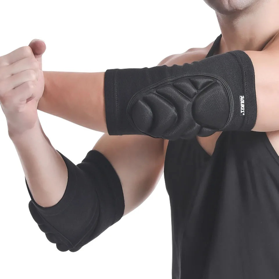 Schwarze Ellbogenschoner mit Schaumstoff für Volleyball und Sport